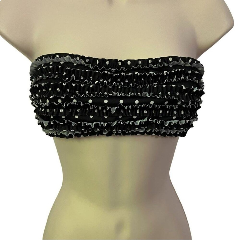Victoria's Secret Black & White Polka Dot Ruffle Bikini Medium Separates
